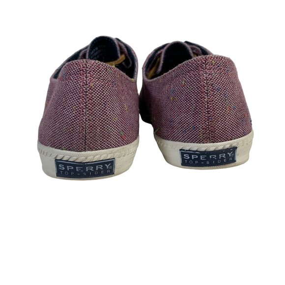 Sperry Top Sider Boat Shoe Sneaker Size 11 Purple Flecked Canvas Rawhide Lace Up - Picture 8 of 15